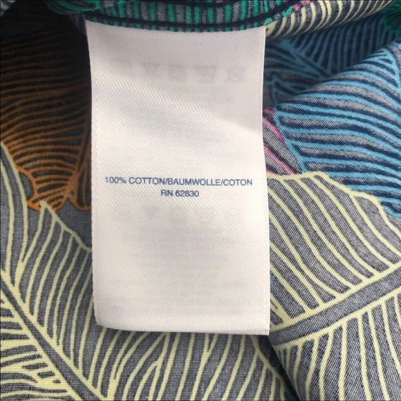 Lands End Deep Sea Navy Palm No Iron Top - Picture 11 of 12